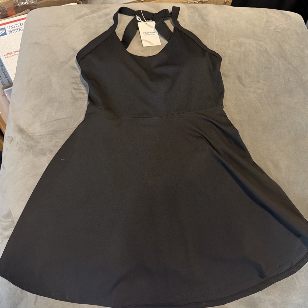 No Brand Women's Body Suit Skort W/Built In Bra Black Sz Large